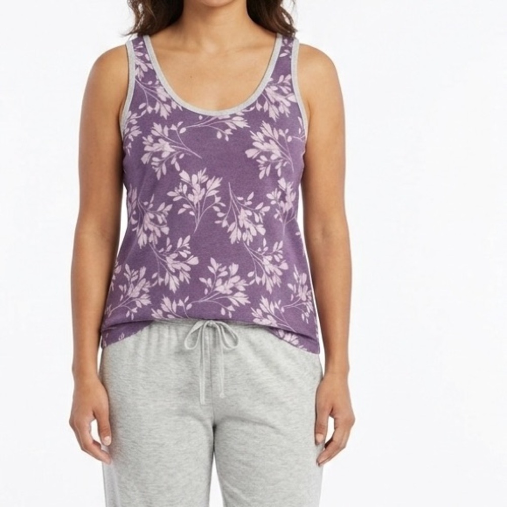 Karen Neuburger Purple and‎ Gray Floral Pajama.size L. Ultra soft sleeping shirt